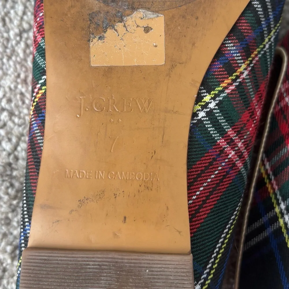 J. Crew Stewart Smoking Loafer Tartan Plaid Red Green Slip On Holiday Preppy